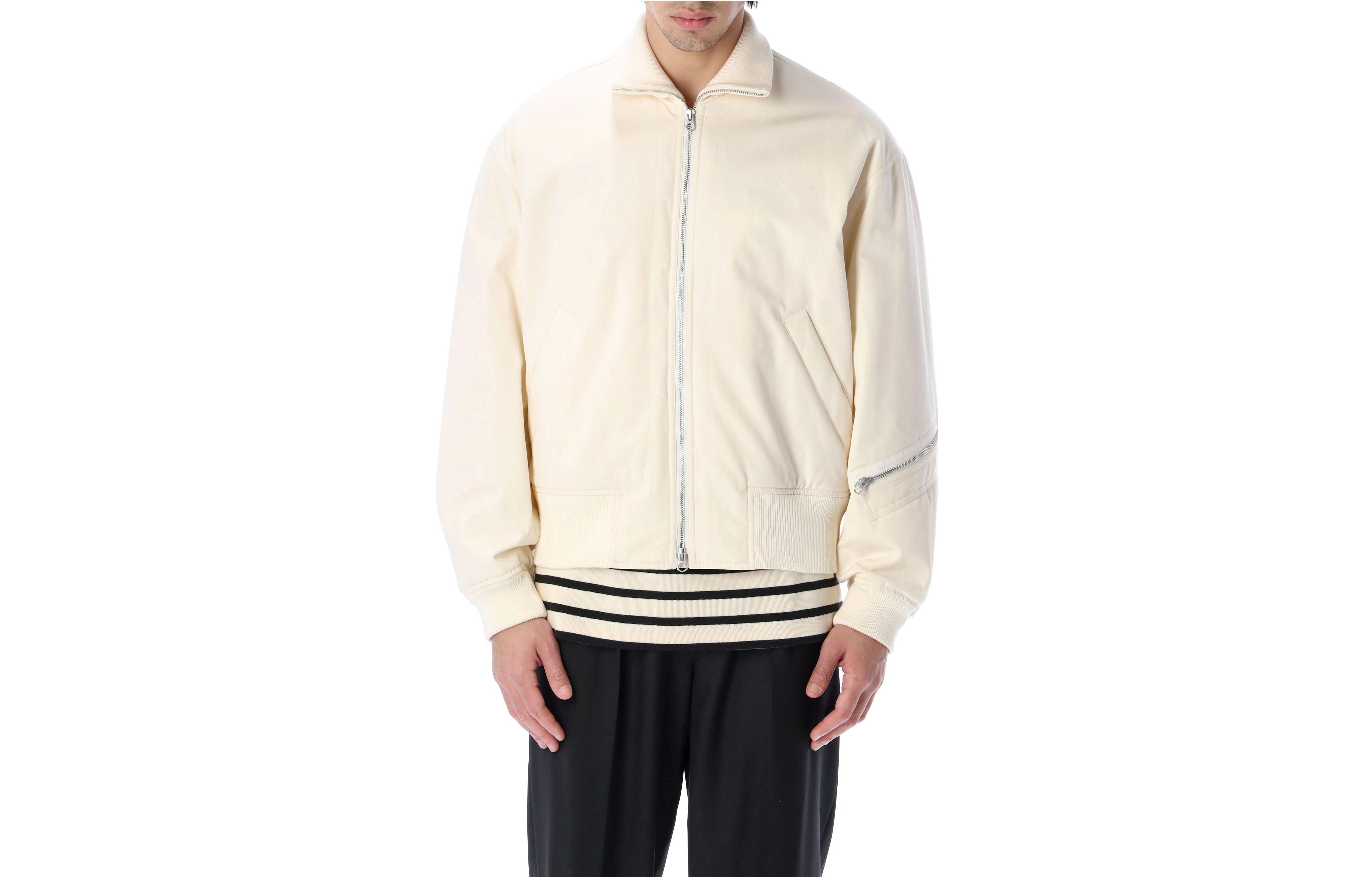 JIL SANDER SS22 White Striped Trim Zip-Up Jacket JSMU420123241300-278