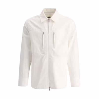 JIL SANDER SS22 White Zip-Up Collared Long-Sleeve Shirt Jacket JPUU420609-MU243900-100