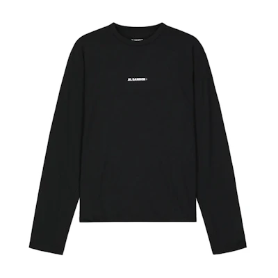 JIL SANDER SS23 Black Long Sleeve T-Shirt with Letter Print. J47GC0022J20033001