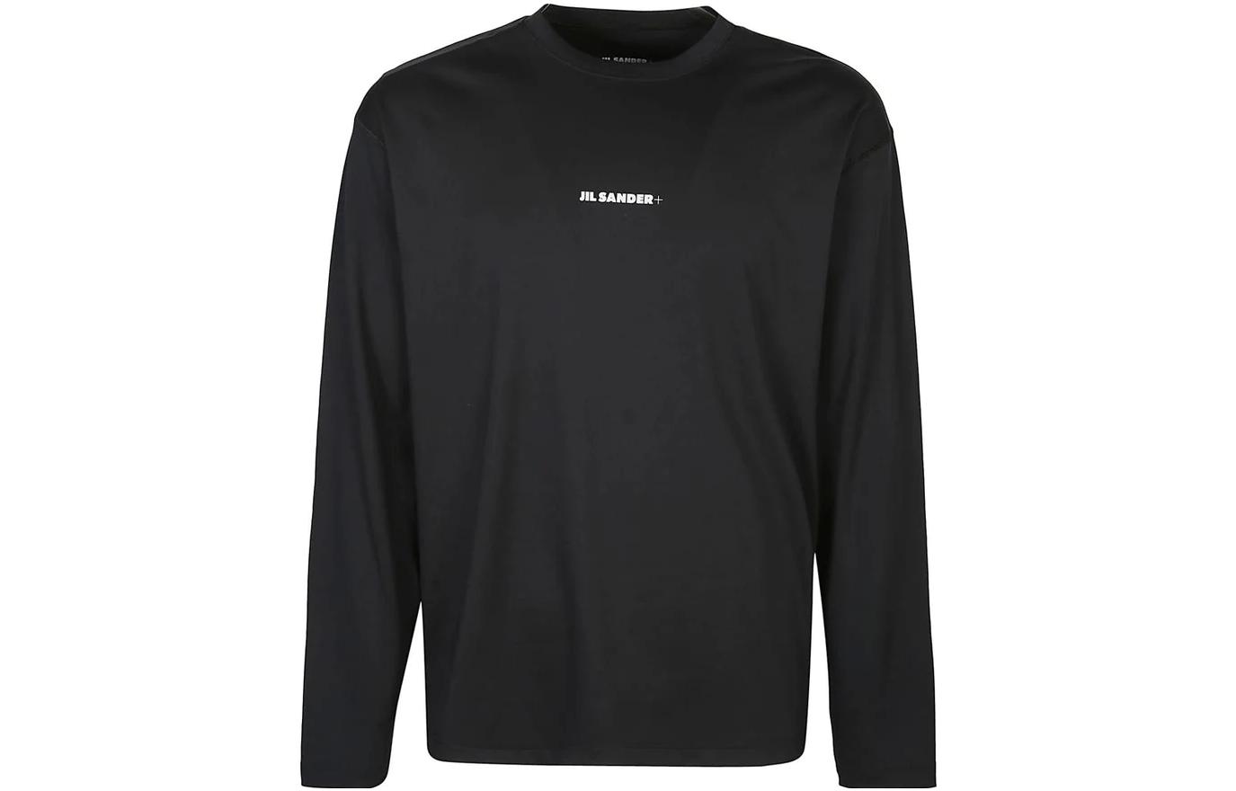 Order 질샌더 SS23 블랙 레터 프린트 긴팔 티셔츠. J47GC0022J20033001