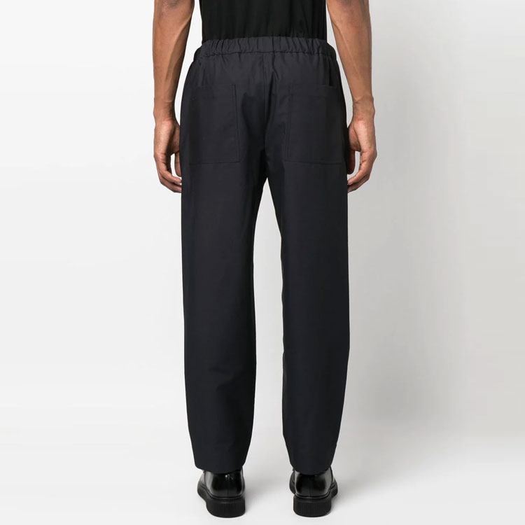 Shop JIL SANDER SS23  Black Solid Straight-Leg Ankle Pants J47KA0016-J45039-401