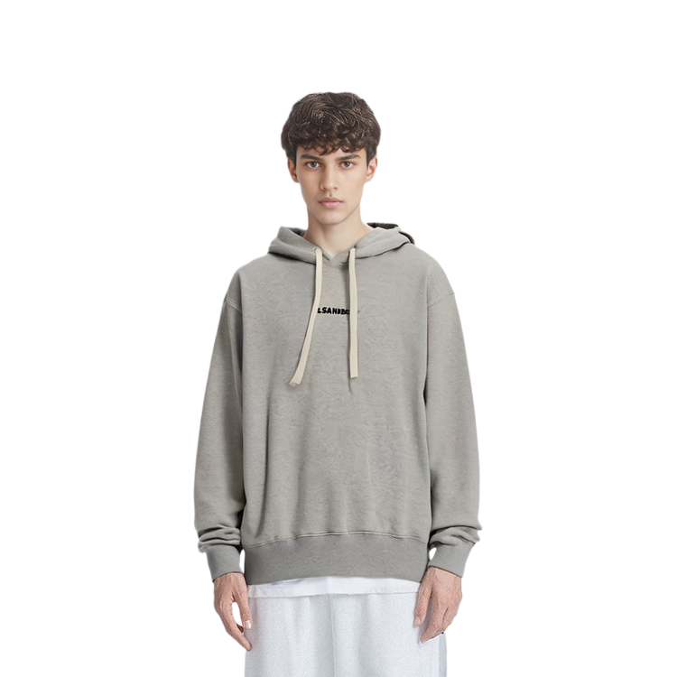 Shop 질샌더 SS23 그레이 로고 프린트 후드티 J47GU0002-J20010-052