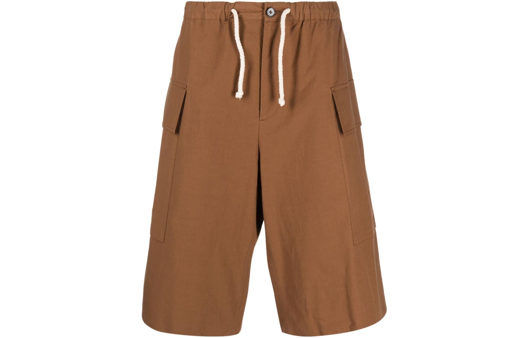 Order Jil Sander SS23  High-Waisted Straight-Leg Shorts Beige Brown J47KA0118J45127-224