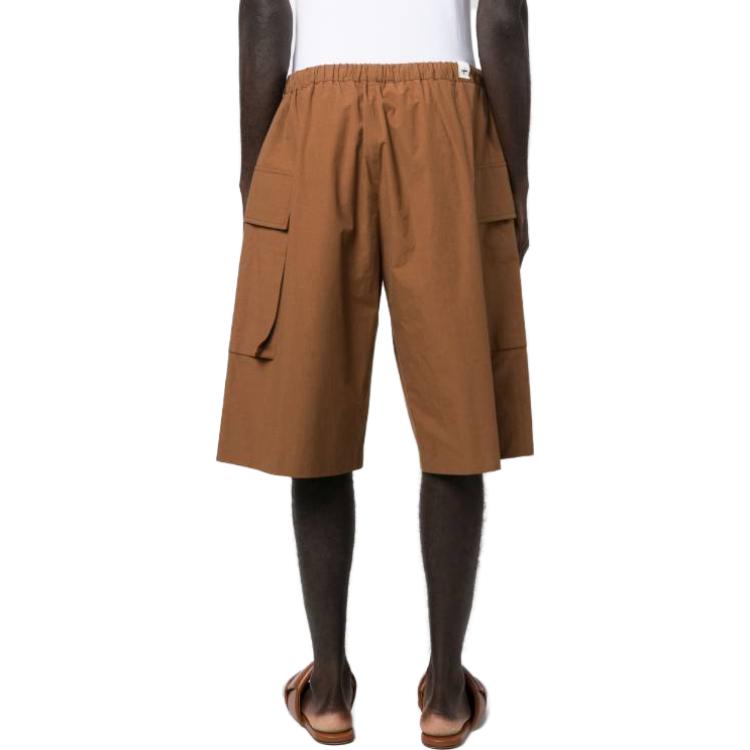 Shop Jil Sander SS23  High-Waisted Straight-Leg Shorts Beige Brown J47KA0118J45127-224