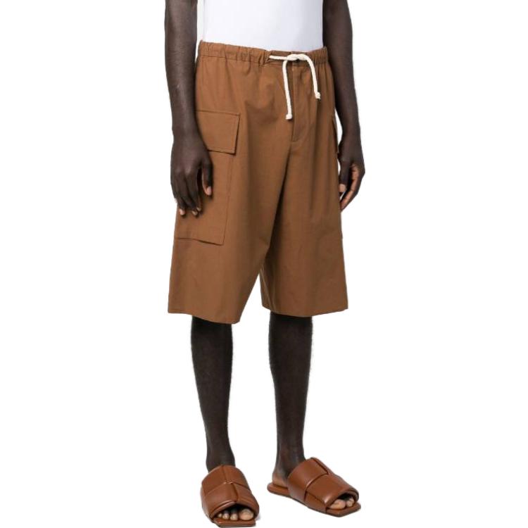 Purchase Jil Sander SS23  High-Waisted Straight-Leg Shorts Beige Brown J47KA0118J45127-224