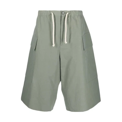 Jil Sander SS23 Solid Drawstring Utility Shorts Green. J47KA0118-J45127-319