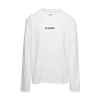 JIL SANDER SS23 White Letter Print Crewneck Long Sleeve T-Shirt J47GC0116J20103102