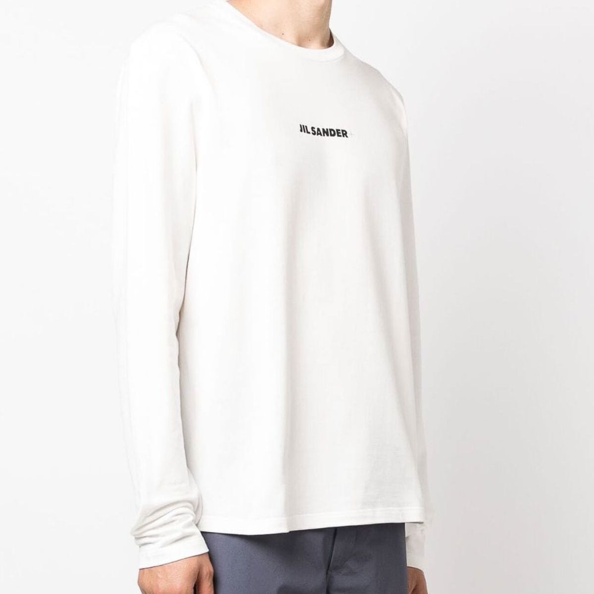 Details for 질 샌더 SS23 화이트 레터 프린트 크루넥 긴팔 티셔츠 J47GC0116J20103102