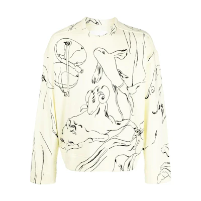 Jil Sander SS23 Beige Printed Crewneck Knit Long-Sleeve Sweatshirt J21GU0010-J45087-284