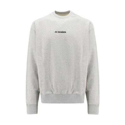 JIL SANDER SS23 Grey Crewneck Sweatshirt with Logo Print for Men. J47GU0001J20010052