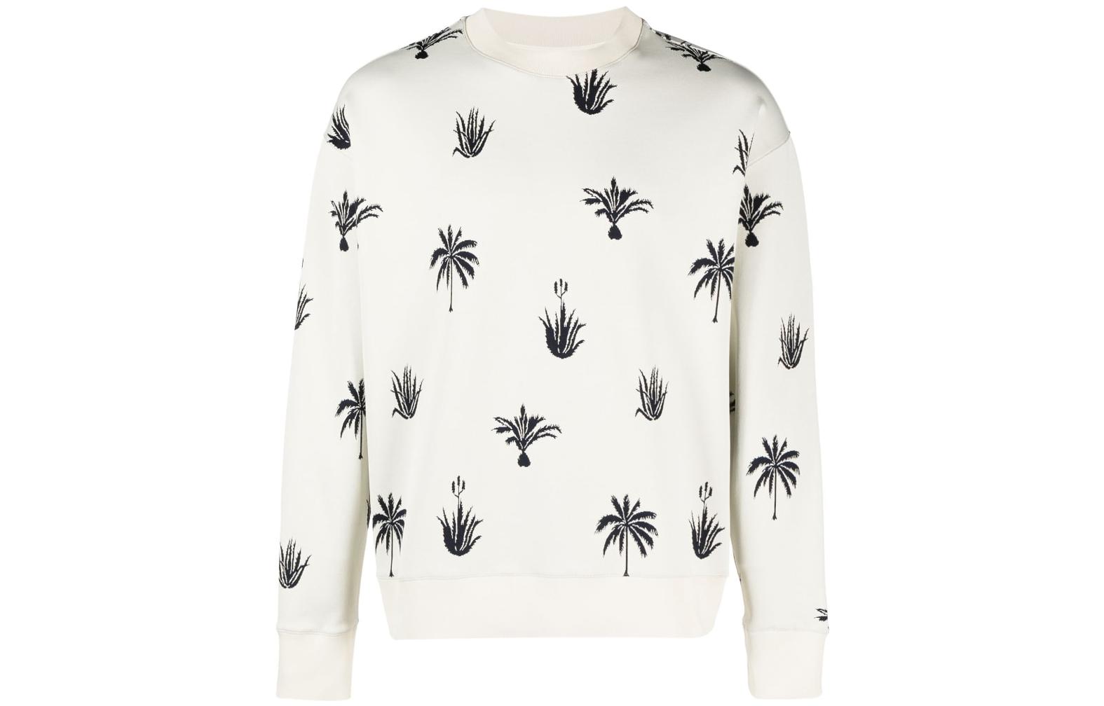 Jil Sander SS23 Palm Tree Print Crewneck Long Sleeve Sweatshirt White J22GU0105-J20037-284