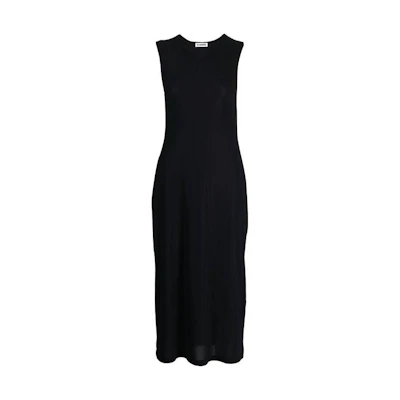 JIL SANDER SS23 Sleeveless Black Solid Color Crew Neck Dress. J01CT0024J70026001