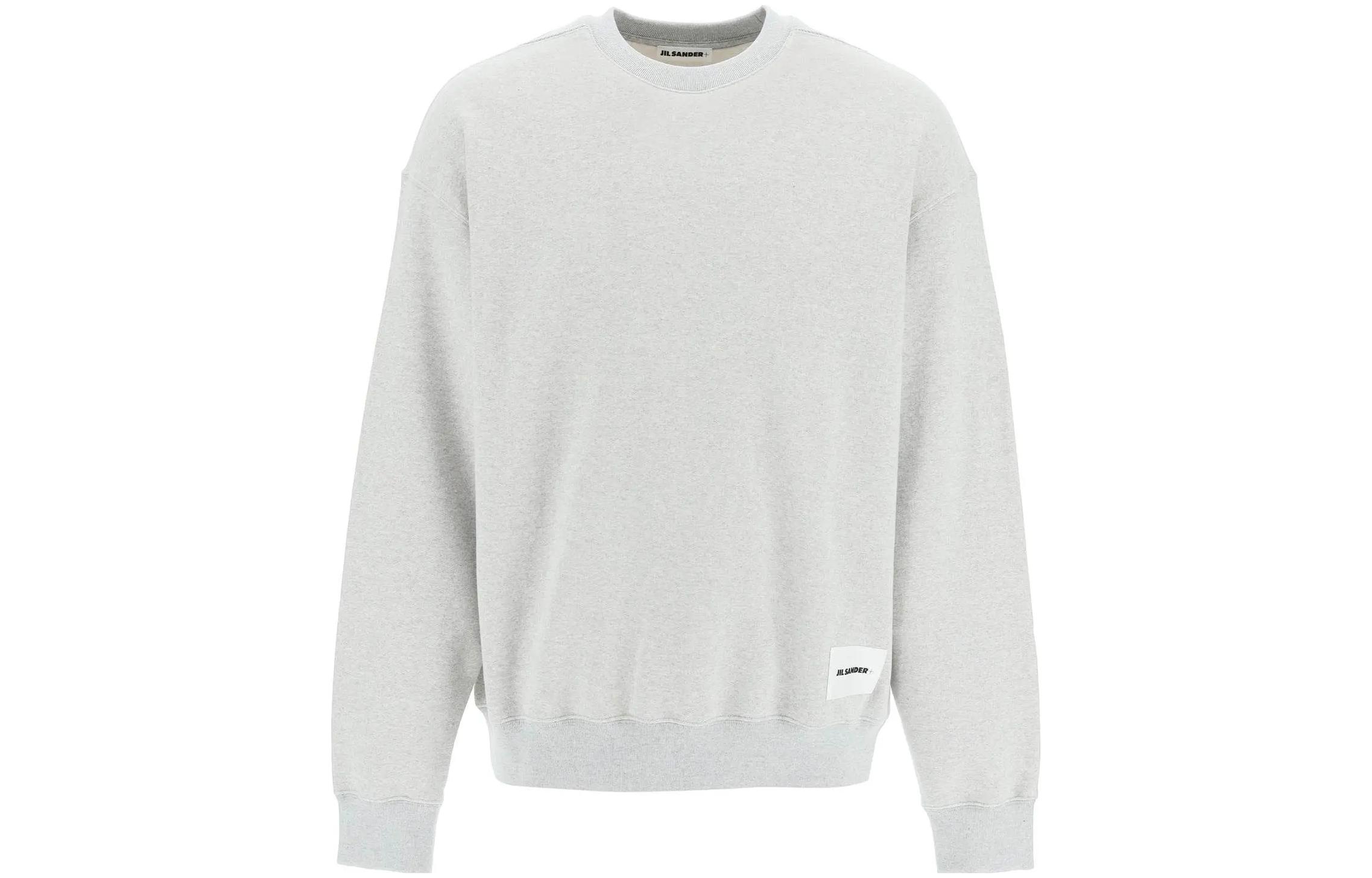 JIL SANDER SS23 Solid Color Logo Crewneck Long Sleeve Sweatshirt Grey Men J47GU0104-J20010-052
