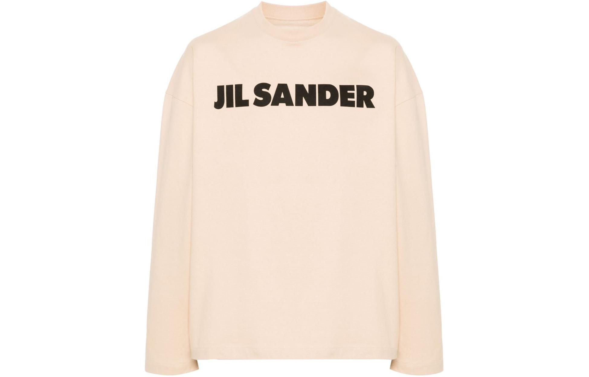 JIL SANDER SS24  Beige Letter-Print Long-Sleeve Pullover T-Shirt. J22GC0136J20215-BEIGE
