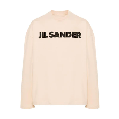 JIL SANDER SS24 Beige Letter-Print Long-Sleeve Pullover T-Shirt. J22GC0136J20215-BEIGE