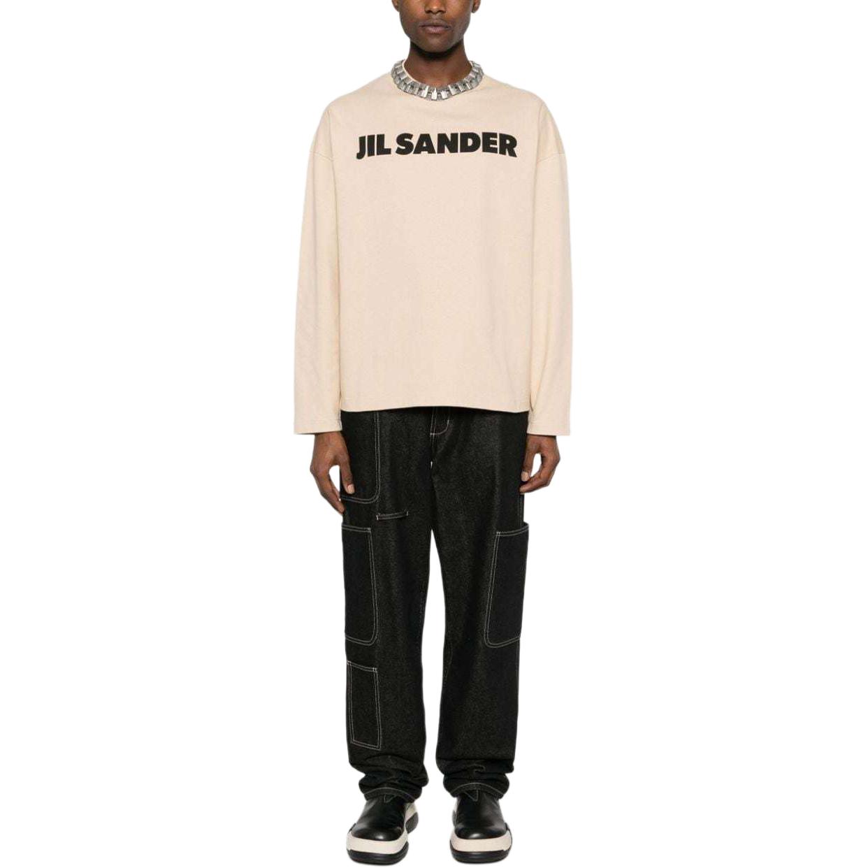 Lookbook ジルサンダー SS24 ベージュ ロゴプリント ロングスリーブ プルオーバー Tシャツ J22GC0136J20215-BEIGE
