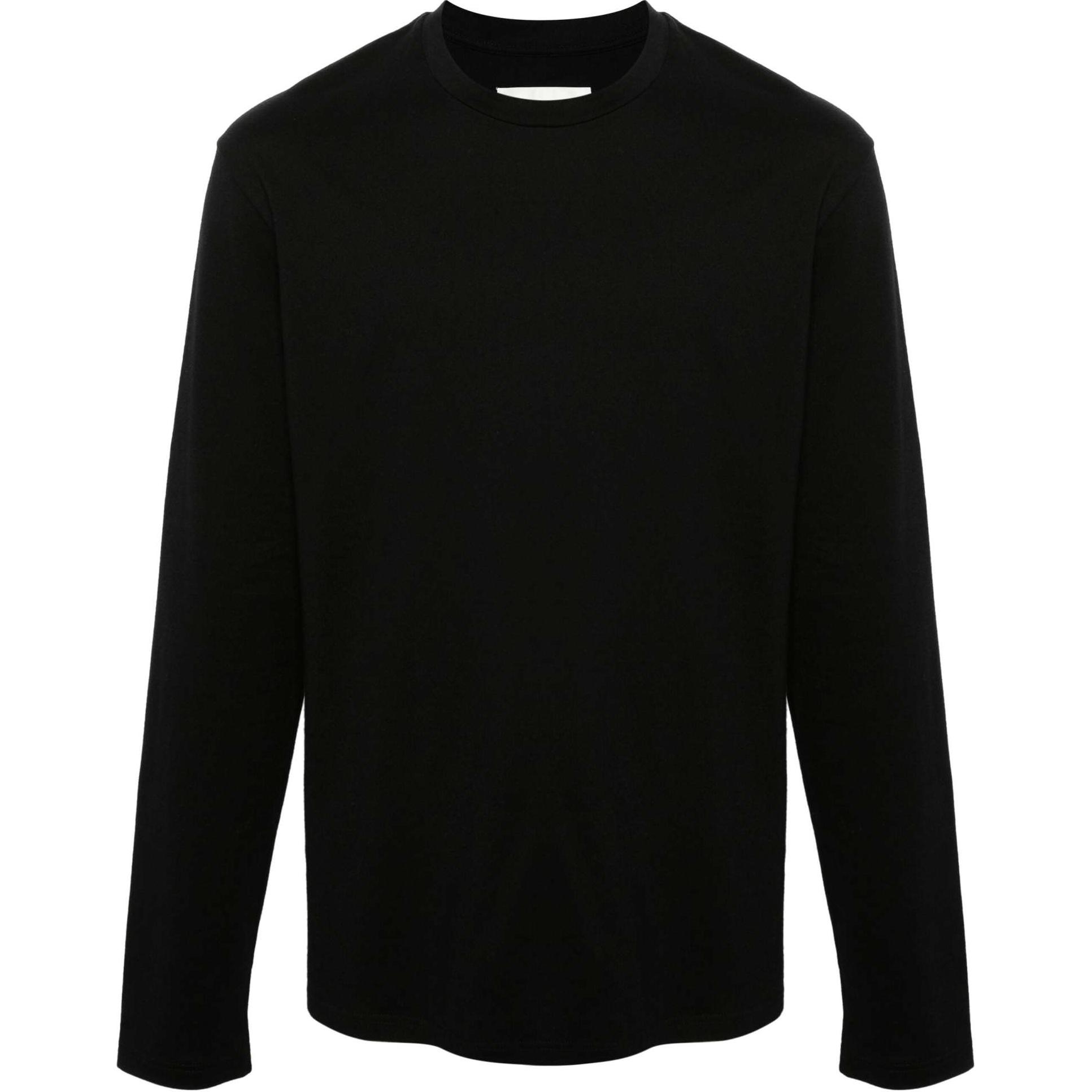 JIL SANDER SS24  Black Cotton Crewneck Long Sleeve Logo T-Shirt J22GC0188J46219-BLACK