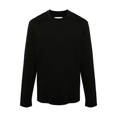 JIL SANDER SS24 Black Cotton Crewneck Long Sleeve Logo T-Shirt J22GC0188J46219-BLACK