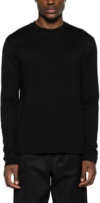 JIL SANDER SS24 Black Cotton Crewneck Long Sleeve Logo T-Shirt J22GC0188J46219-BLACK Lookbook JIL SANDER SS24 Black Cotton Crewneck Long Sleeve Logo T-Shirt J22GC0188J46219-BLACK