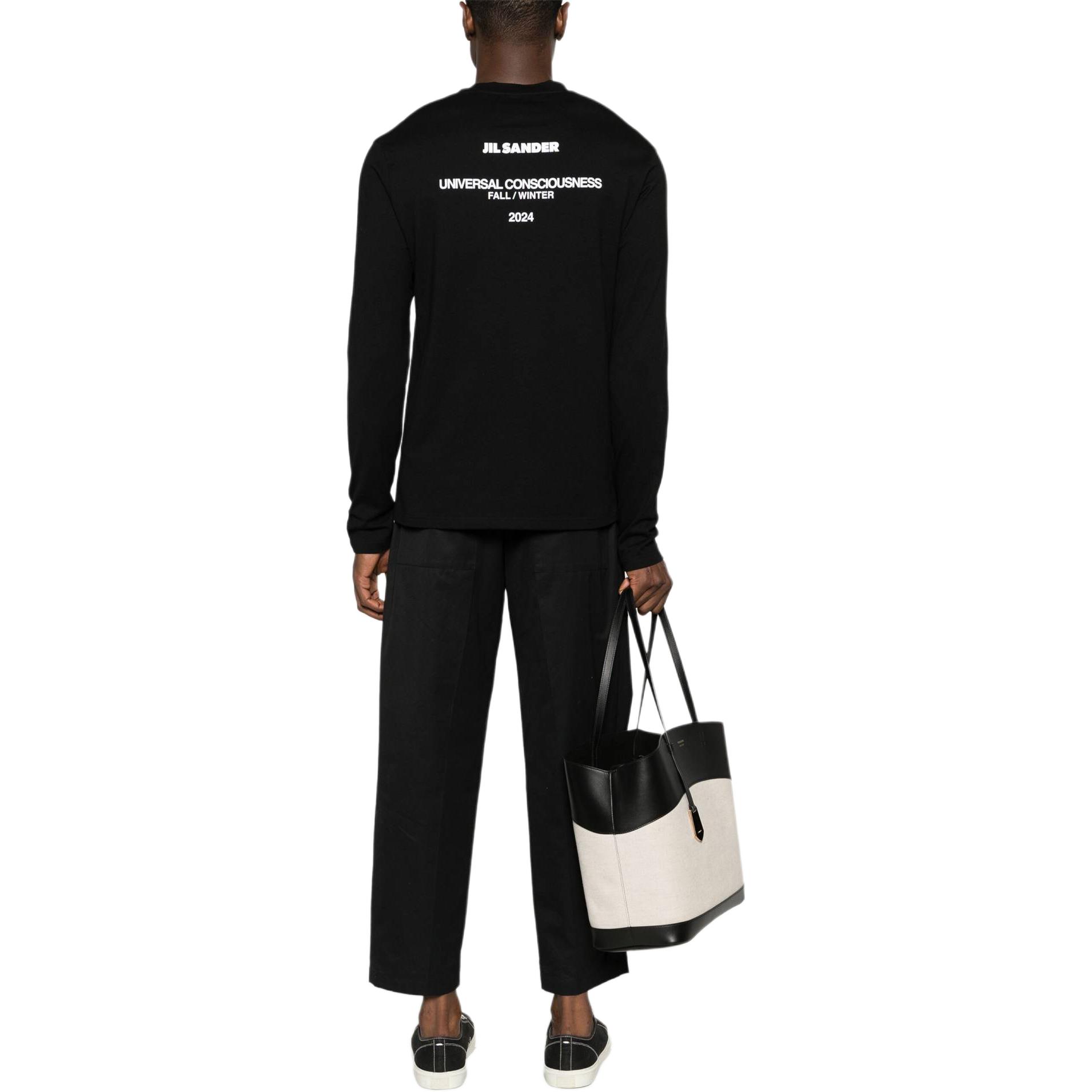 Purchase JIL SANDER SS24  Black Cotton Crewneck Long Sleeve Logo T-Shirt J22GC0188J46219-BLACK