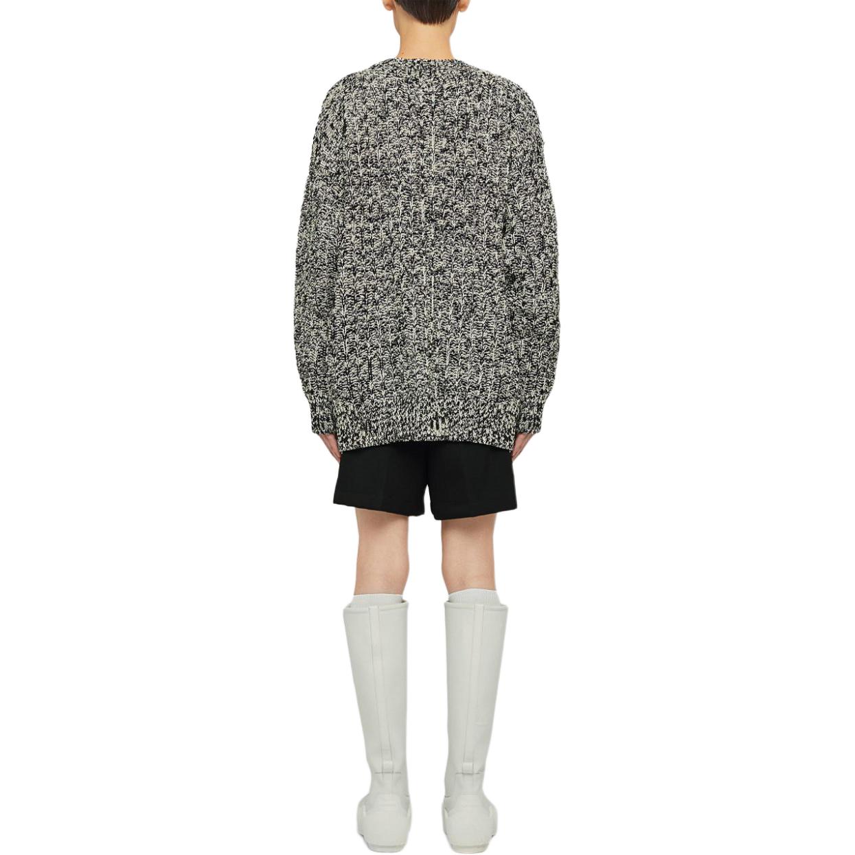 Shop Jil Sander SS24 黑色提花圖案針織圓領毛衣 J22GP0193J15388-BLACK