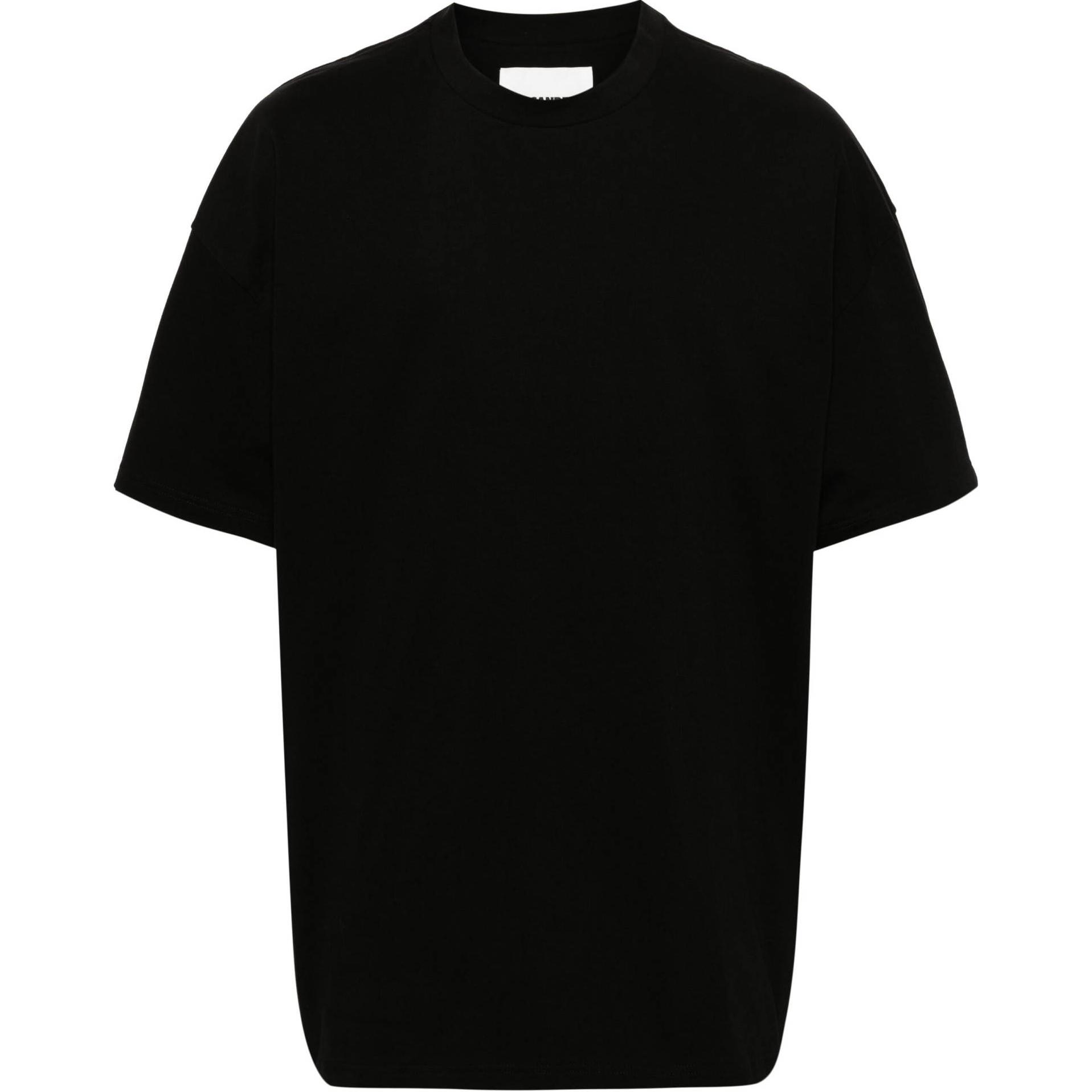 Jil Sander SS24  Black Loose Fit Letter Print Crew Neck T-Shirt. J61GC0002J20086-BLACK
