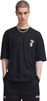 Shop JIL SANDER SS24 黑色蘑菇印花寬鬆版型圓領T恤。 J47GC0142-J20150-BLACK
