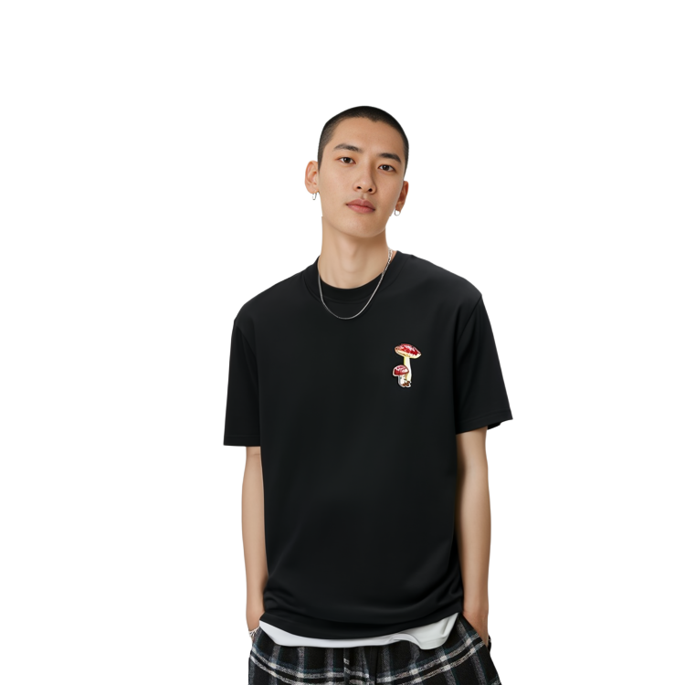 Details for 吉尔桑达 SS24 黑色蘑菇印花宽松版型圆领T恤。 J47GC0142-J20150-BLACK