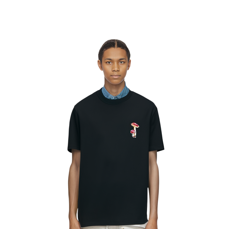 Cheap 吉尔桑达 SS24 黑色蘑菇印花宽松版型圆领T恤。 J47GC0142-J20150-BLACK