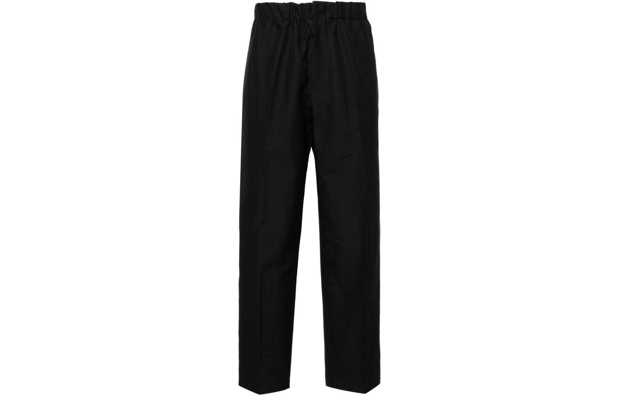 Order JIL SANDER SS24  Black Solid Relaxed Fit Pleated Elastic Casual Pants J23KA0005J45225-BLACK