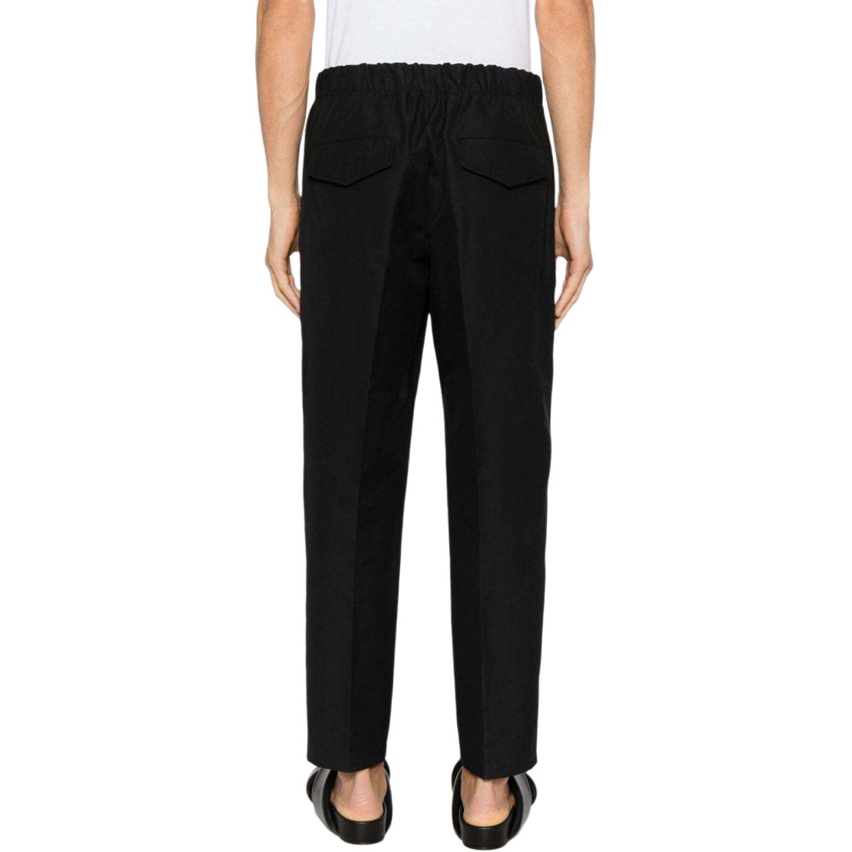 Shop JIL SANDER SS24  Black Solid Relaxed Fit Pleated Elastic Casual Pants J23KA0005J45225-BLACK