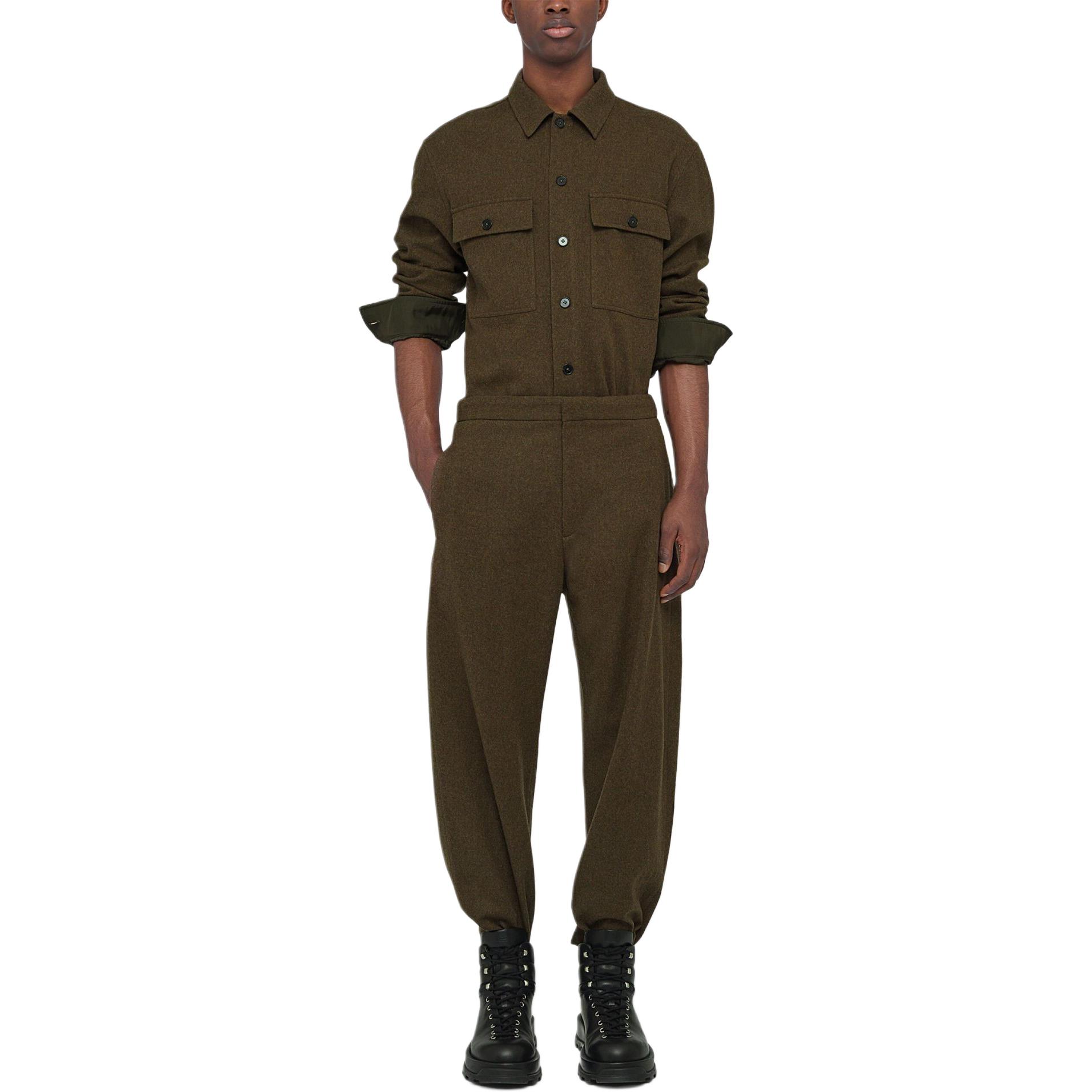 Lookbook Jil Sander SS24  Brown Relaxed Fit Long Sleeve Shirt with Chest Pocket. J47DL0131J40182-BROWN