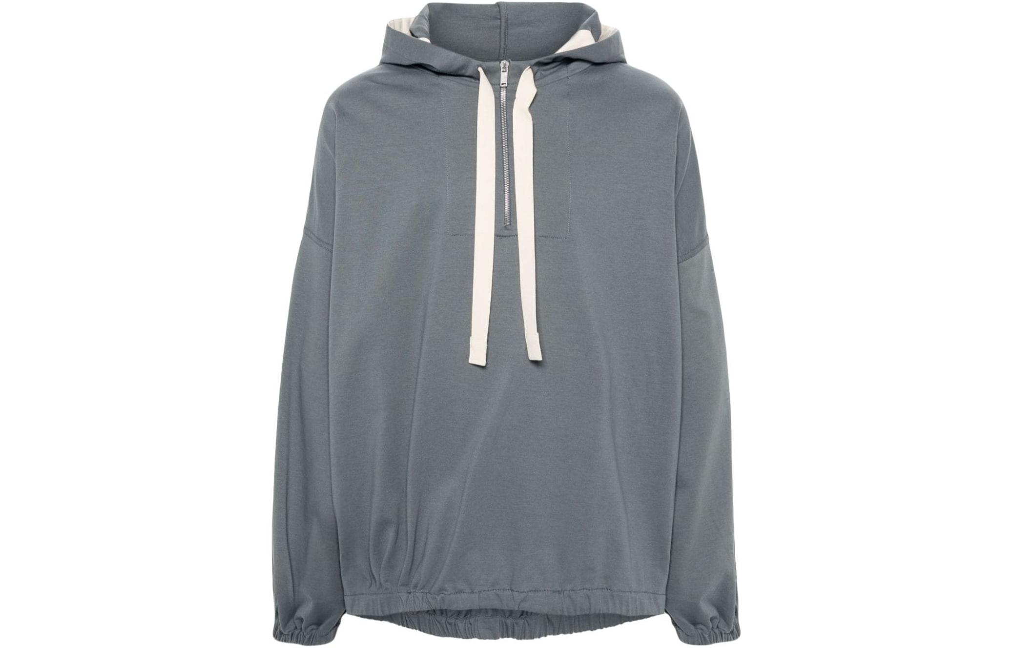 Jil Sander SS24  Half-Zip Hoodie Solid Color Comfort - Sea Blue. J47GU0120J20148-BLUE