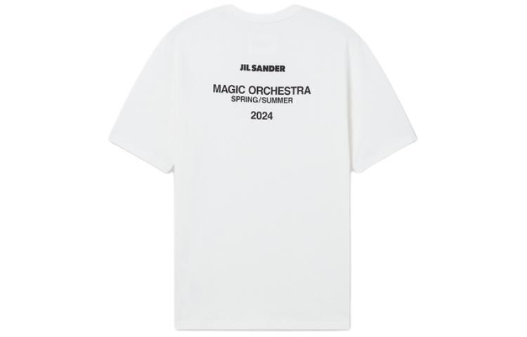 Lookbook 吉尔桑达 SS24 白色棉质长袖T恤 字母印花设计 J22GC0173-J46219-WHITE