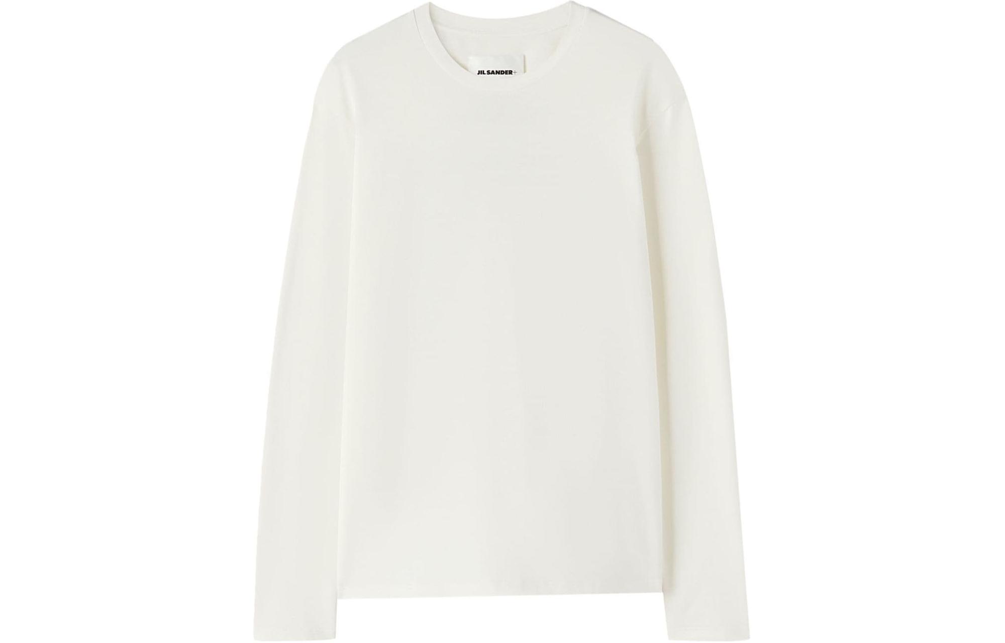 JIL SANDER SS24  White Crewneck Long Sleeve T-Shirt with Letter Design J21GC0160J46219-WHITE