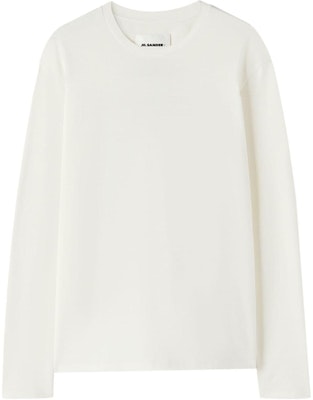 JIL SANDER SS24 White Crewneck Long Sleeve T-Shirt with Letter Design J21GC0160J46219-WHITE Order JIL SANDER SS24 White Crewneck Long Sleeve T-Shirt with Letter Design J21GC0160J46219-WHITE