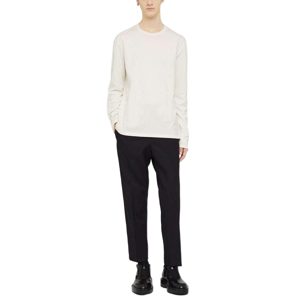 Shop JIL SANDER SS24 白色長袖圓領字母設計T恤 J21GC0160J46219-WHITE