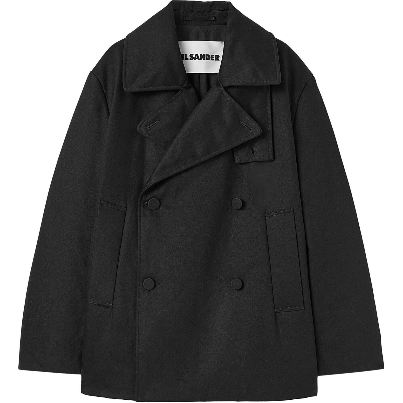 JIL SANDER SS24 Black Double-Breasted Loose-Fit Jacket with Large Pockets J22AM0106J45257-BLACK