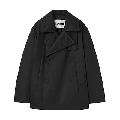 JIL SANDER SS24 Black Double-Breasted Loose-Fit Jacket with Large Pockets J22AM0106J45257-BLACK
