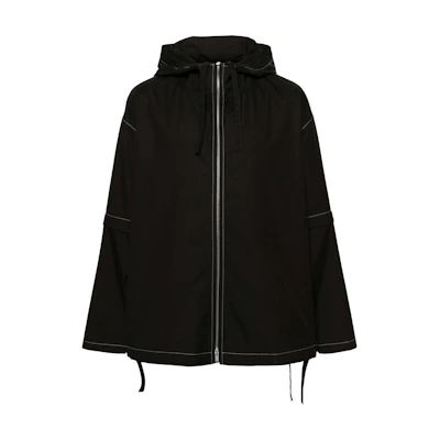 Jil Sander SS24 Black Hooded Relaxed Fit Zip-Up Jacket J61BN0018J46192-BLACK
