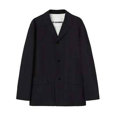 JIL SANDER SS24 Black Solid Cuban Collar Shirt-Style Jacket J23BN0107J45225-BLACK