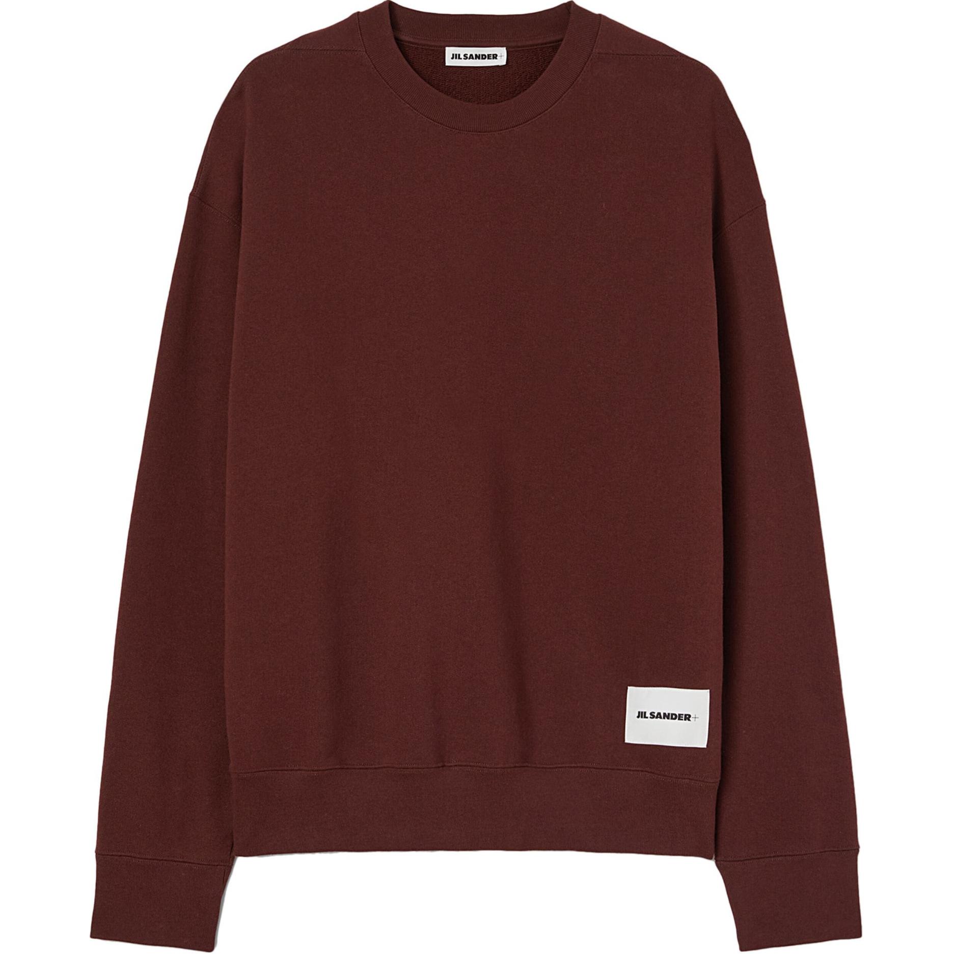 Jil Sander SS24 Blood Red Relaxed Fit Crewneck Cotton Long Sleeve Sweatshirt Men J47GU0104J20039-RED