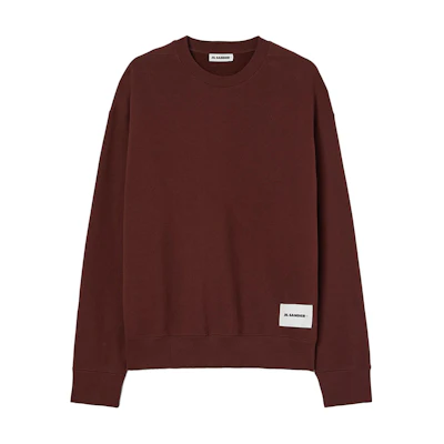 Jil Sander SS24 Blood Red Relaxed Fit Crewneck Cotton Long Sleeve Sweatshirt Men J47GU0104J20039-RED