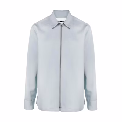 JIL SANDER SS24 Blue-Grey Zip-Up Shirt Style Collar Jacket J22DL0136J40021-BLUE