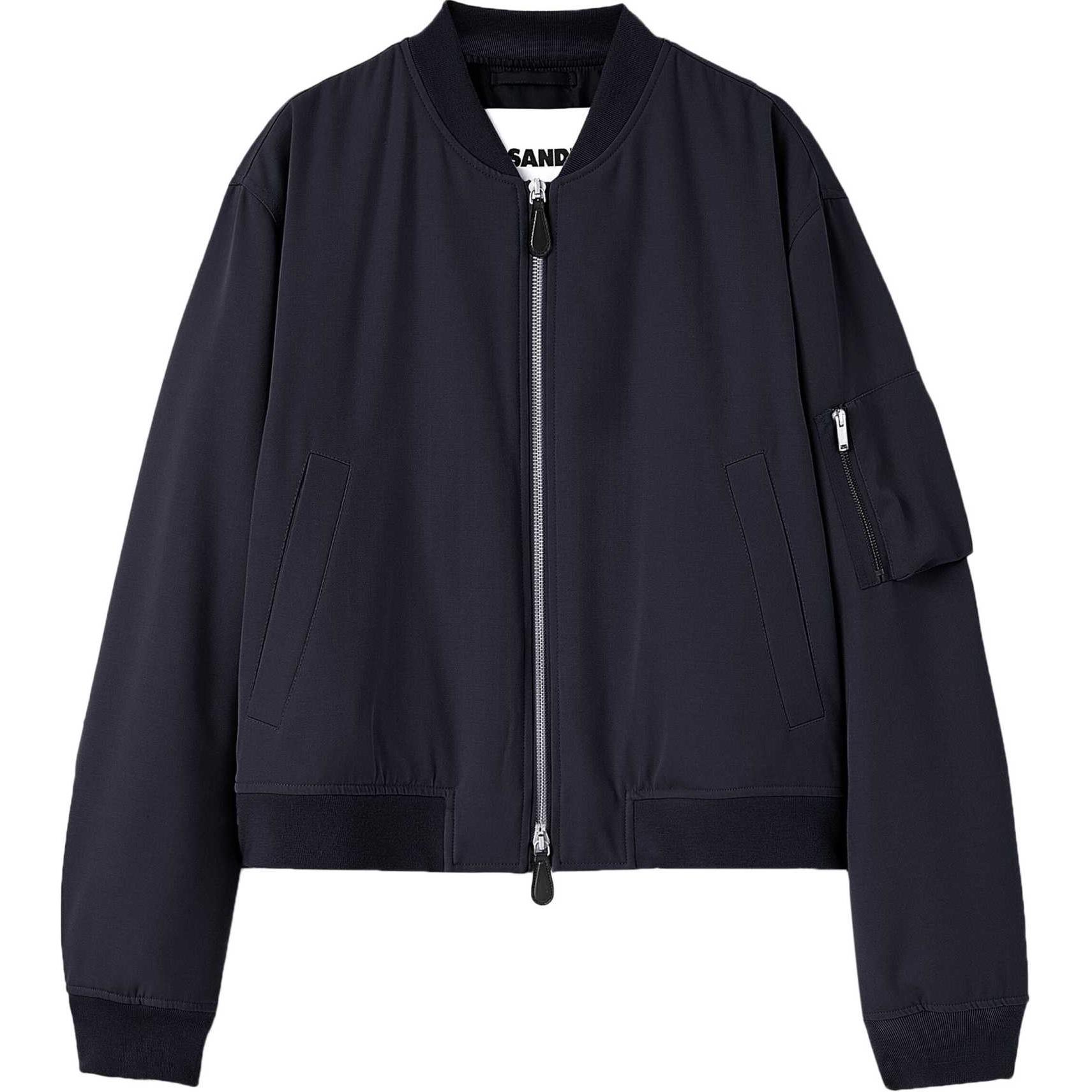 Jil Sander SS24 Blue Ribbed Trim Zip-Up Solid Color Jacket J22BN0241J40002-BLUE