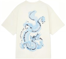 JIL SANDER SS24 Dragon Print Loose Fit Crew Neck Blue T-Shirt Male J54GC0007-J20156-474 JIL SANDER SS24 Dragon Print Loose Fit Crew Neck Blue T-Shirt Male J54GC0007-J20156-474