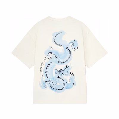 JIL SANDER SS24 Dragon Print Loose Fit Crew Neck Blue T-Shirt Male J54GC0007-J20156-474