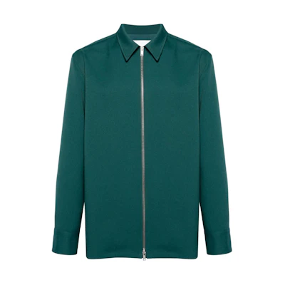 JIL SANDER SS24 Grandmother Green Zip-Up Shirt Collar Jacket J22DL0178J70001-GREEN