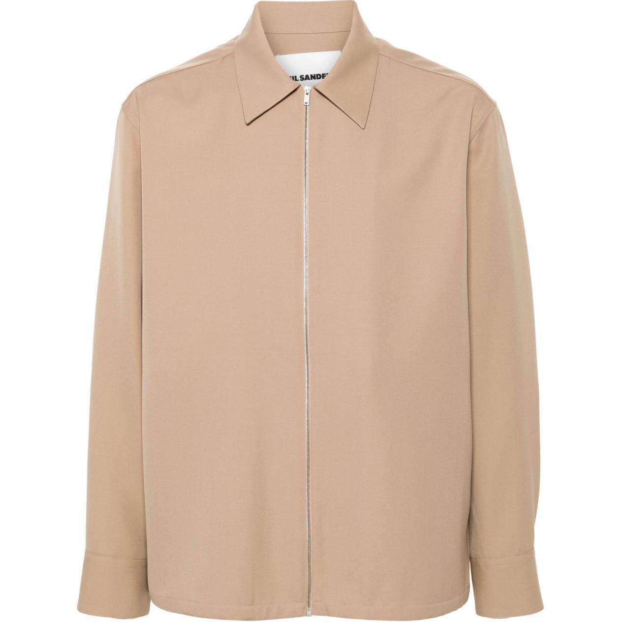 Jil Sander SS24 Loose-Fit Zip-Up Long Sleeve Jacket Light Brown J22DL0249J40002-BROWN