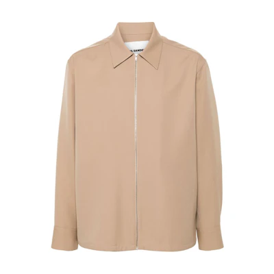 Jil Sander SS24 Loose-Fit Zip-Up Long Sleeve Jacket Light Brown J22DL0249J40002-BROWN